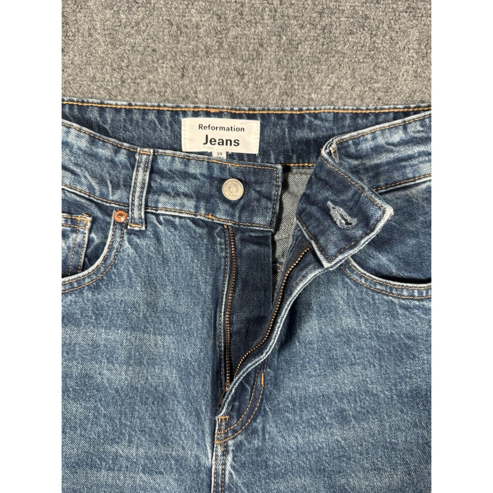 Reformation Jeans‎ Womens 29 Blue High Rise Wide Leg Denim Cotton Stretch EUC - Picture 8 of 15